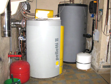  a under floor heating with a wood-fired boiler